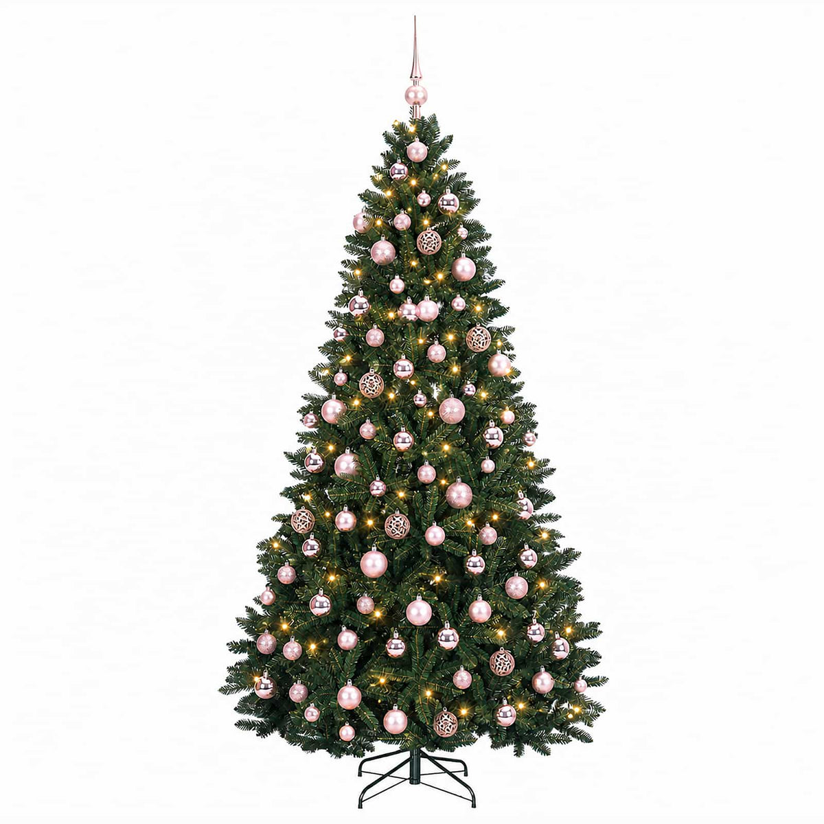 vidaXL Sztuczna choinka z bombkami, ciemnozielona 240 cm 300 LED
