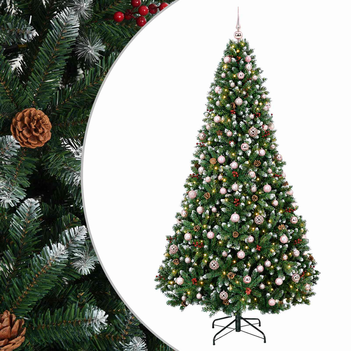 vidaXL Sztuczna choinka zielona z bombką 180 cm 300 LED Ciepła biel