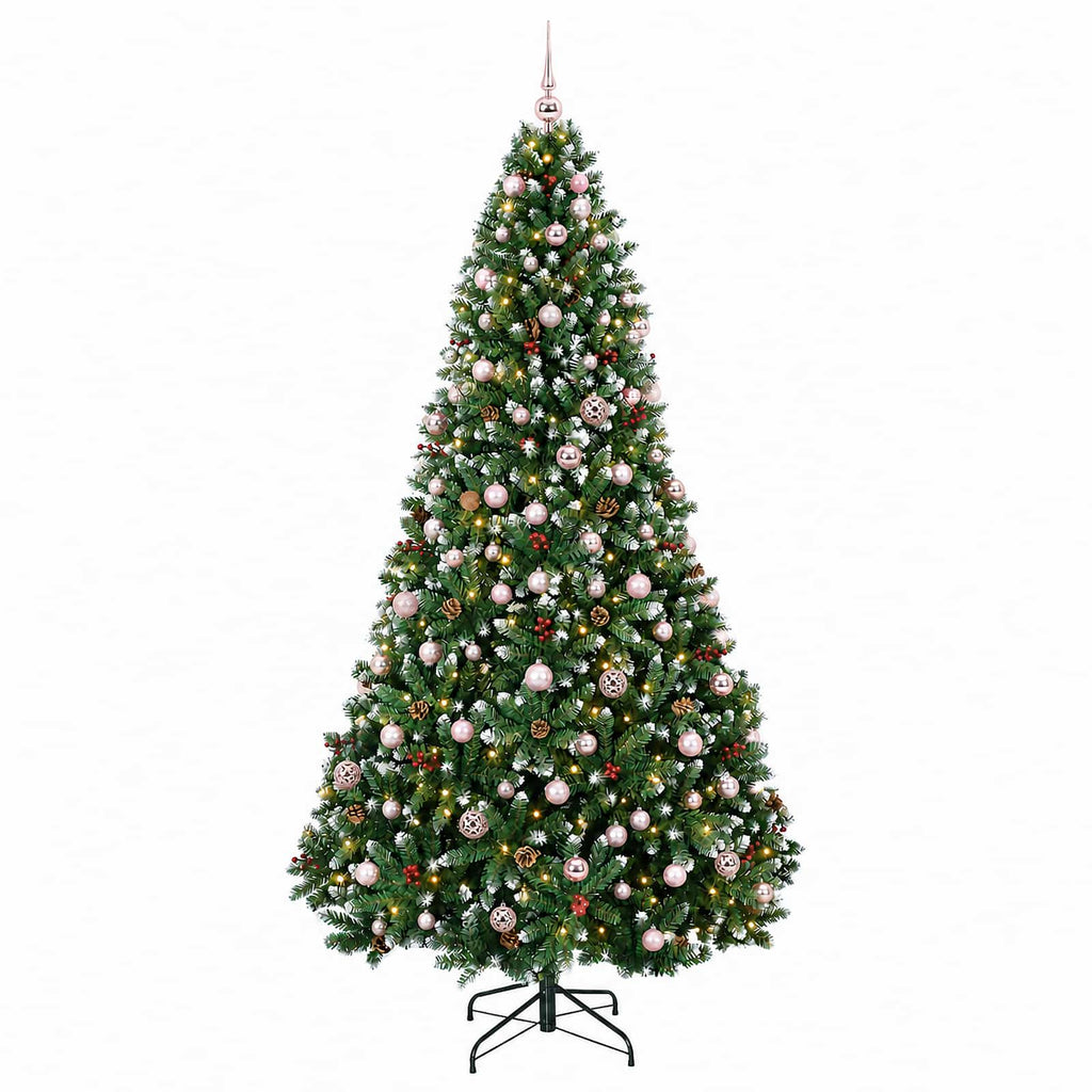 vidaXL Sztuczna choinka zielona z bombkami 240 cm 300 LED Ciepła biel