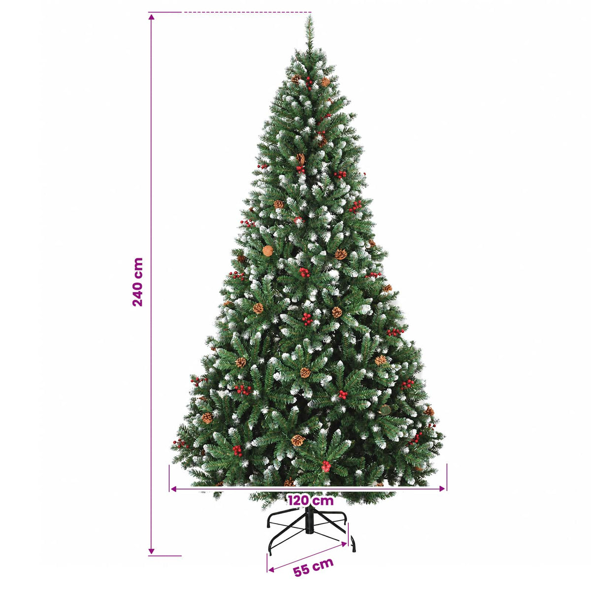 vidaXL Sztuczna choinka zielona z bombkami 240 cm 300 LED Ciepła biel
