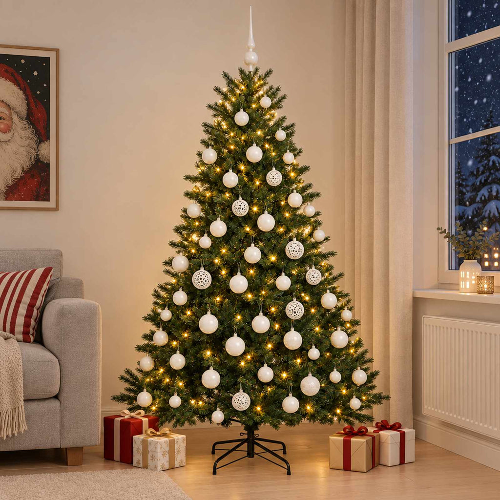 vidaXL Sztuczna choinka z bombką 240 cm 300 LED Ciepła biel
