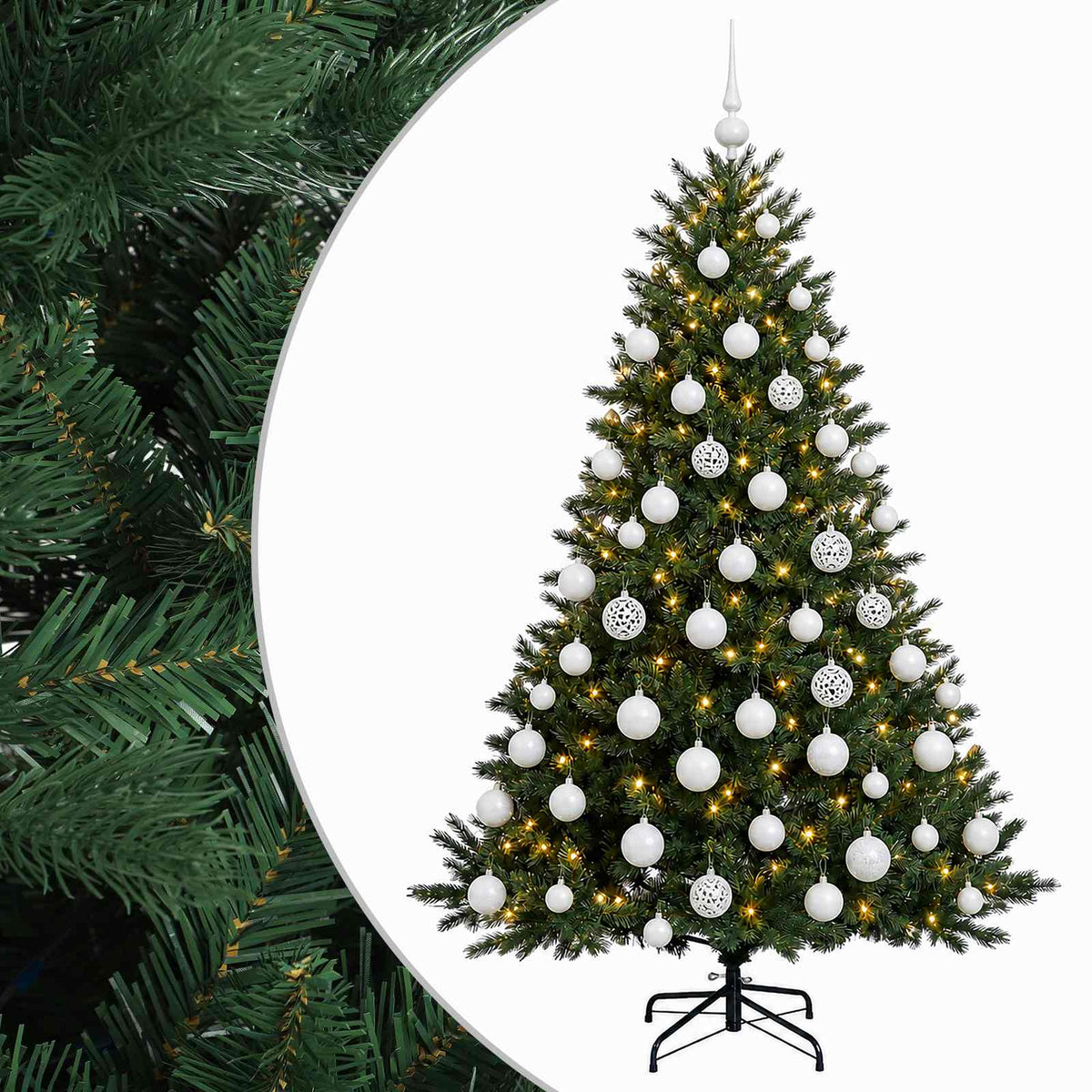 vidaXL Sztuczna choinka z bombką 240 cm 300 LED Ciepła biel