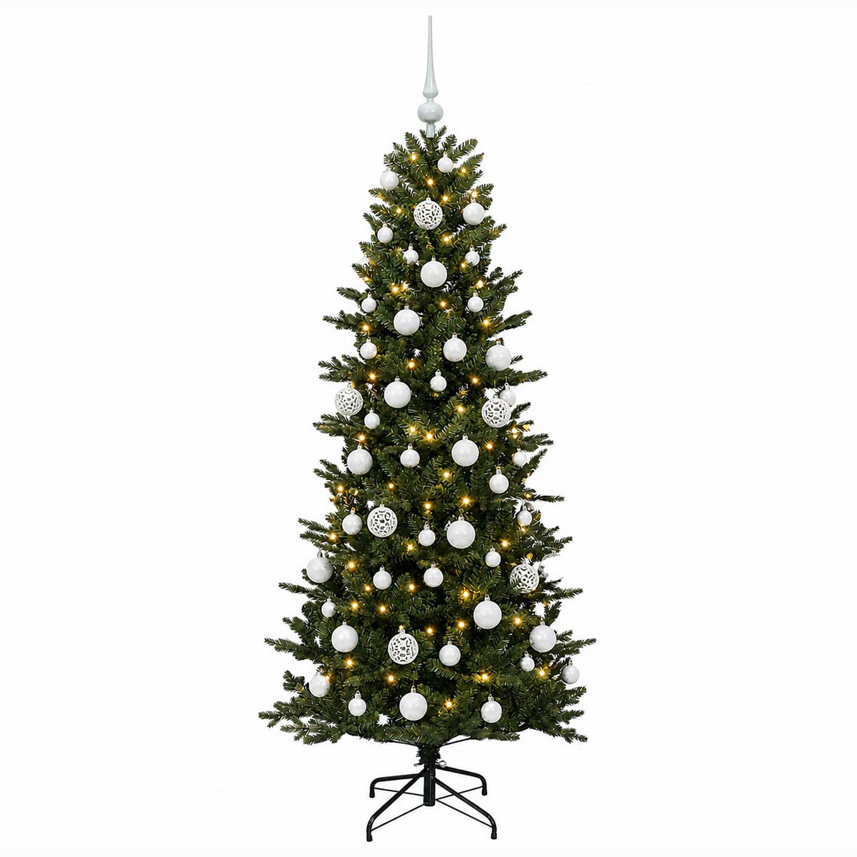 vidaXL Sztuczna choinka z bombką 210 cm 300 LED Ciepła biel PVC i PE