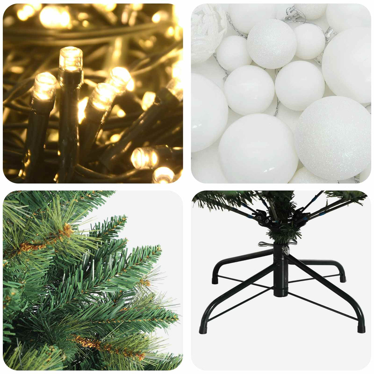 vidaXL Sztuczna choinka z bombkami 180 cm 300 LED Ciepła biel