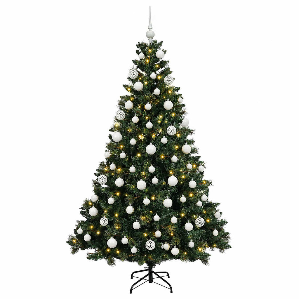 vidaXL Sztuczna choinka z bombkami 240 cm 300 LED Ciepła biel