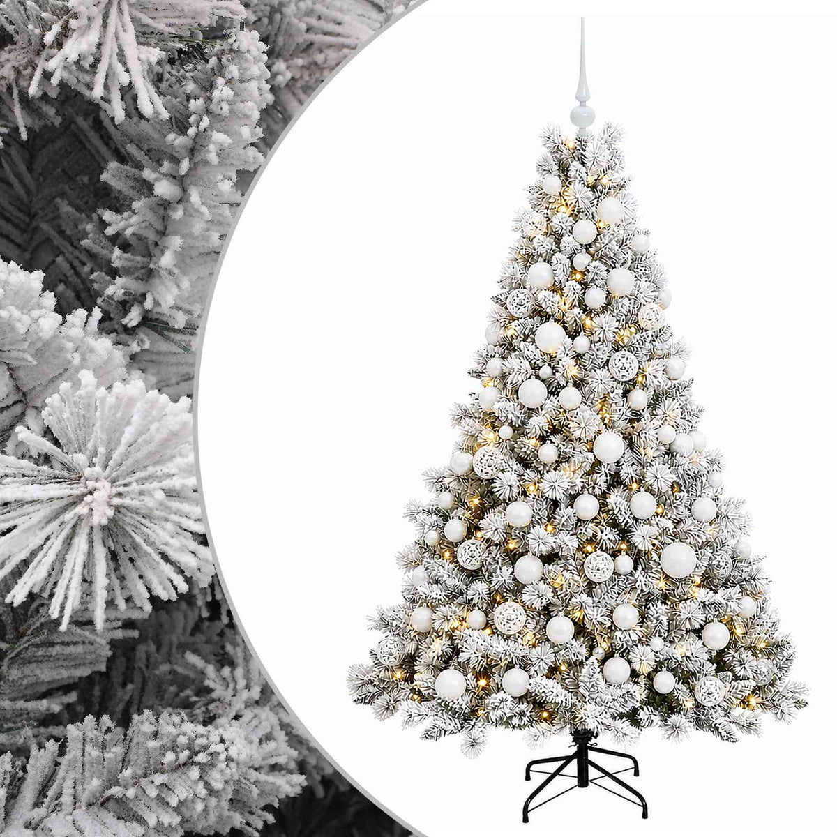 vidaXL Sztuczna choinka z bombkami 240 cm 300 LED Ciepła biel