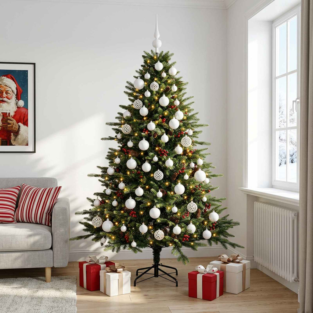 vidaXL Sztuczna choinka z bombką 210 cm 300 LED Ciepła biel
