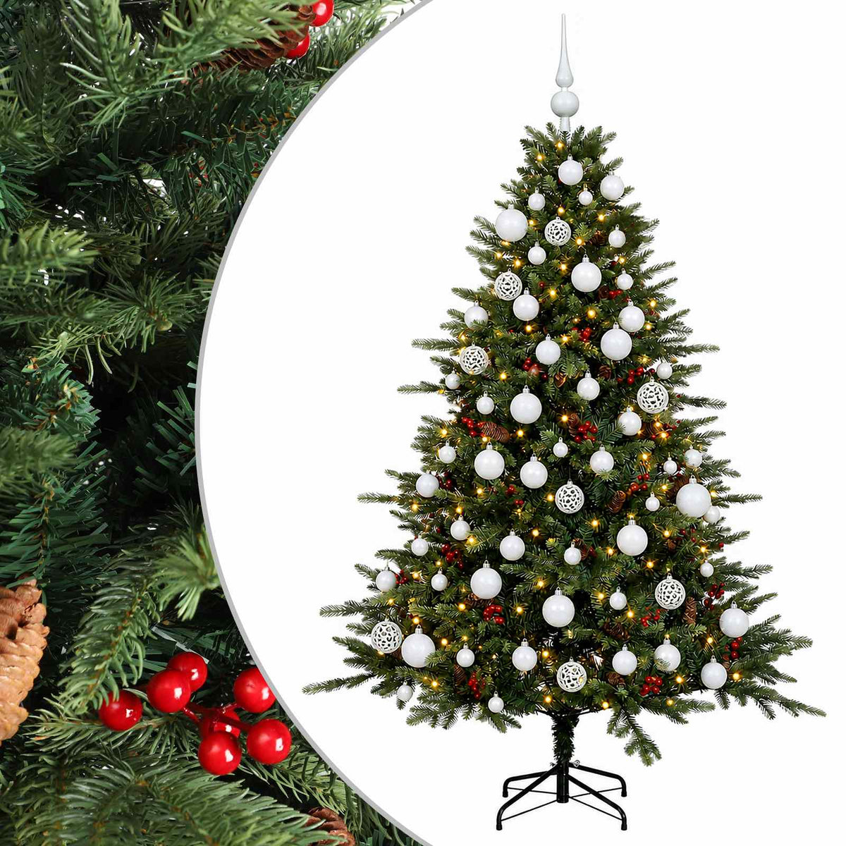 vidaXL Sztuczna choinka z bombką 210 cm 300 LED Ciepła biel