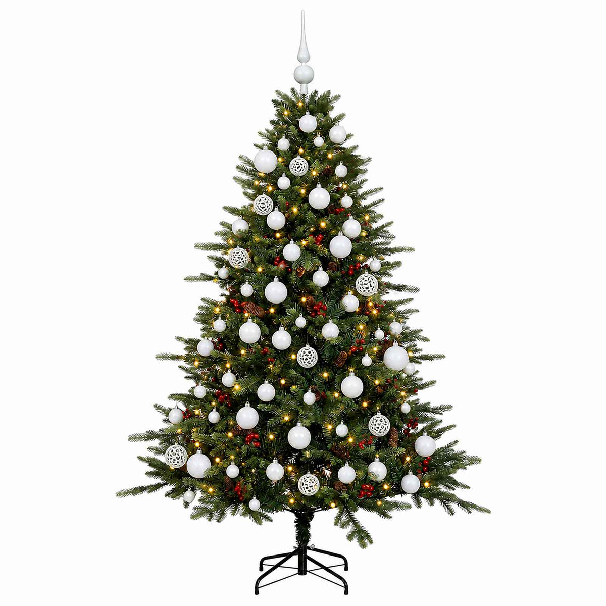 vidaXL Sztuczna choinka z bombką 210 cm 300 LED Ciepła biel