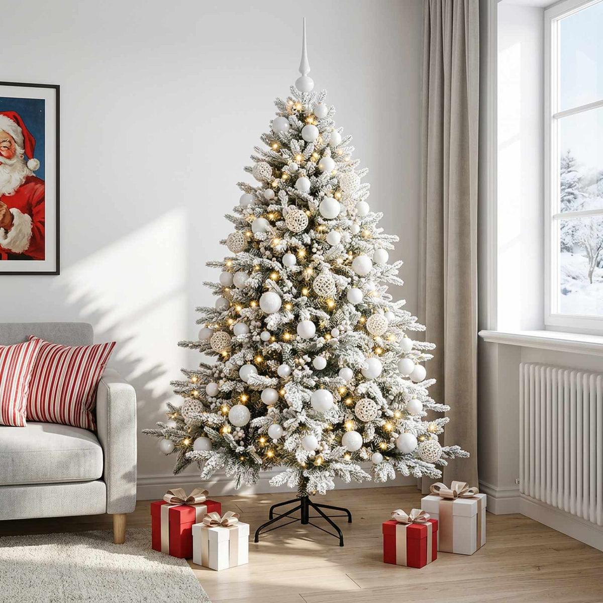 vidaXL Sztuczna choinka z bombką 180 cm 300 LED Ciepła biel