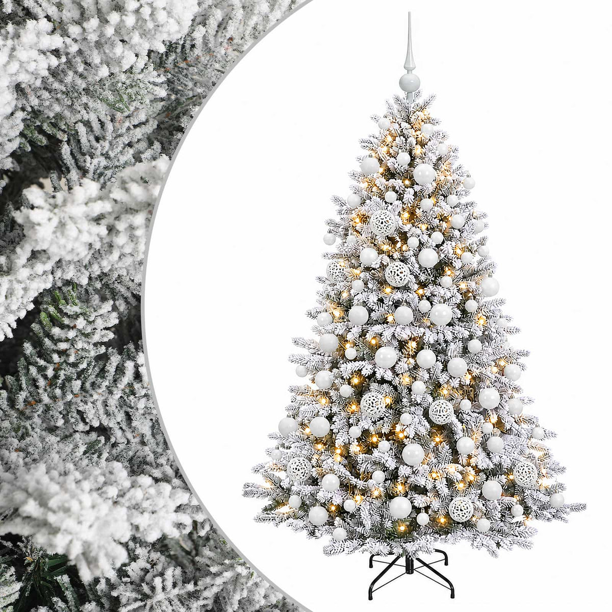 vidaXL Sztuczna choinka z bombkami 180 cm 300 LED Ciepła biel