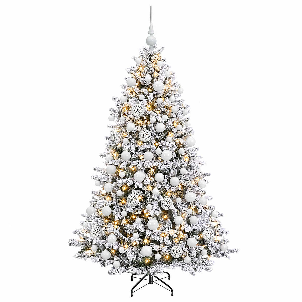 vidaXL Sztuczna choinka z bombkami 210 cm 300 LED Ciepła biel