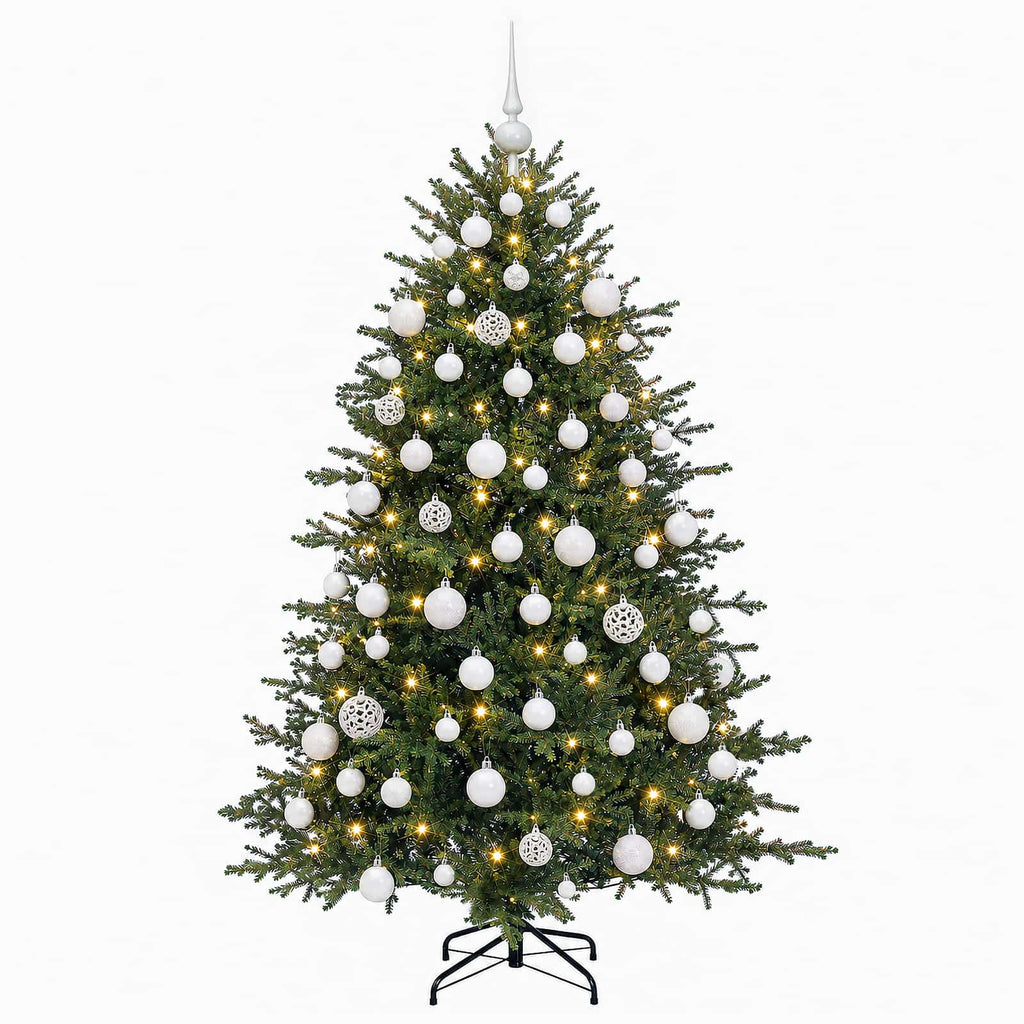 vidaXL Sztuczna choinka z bombką 210 cm 300 LED Ciepła biel