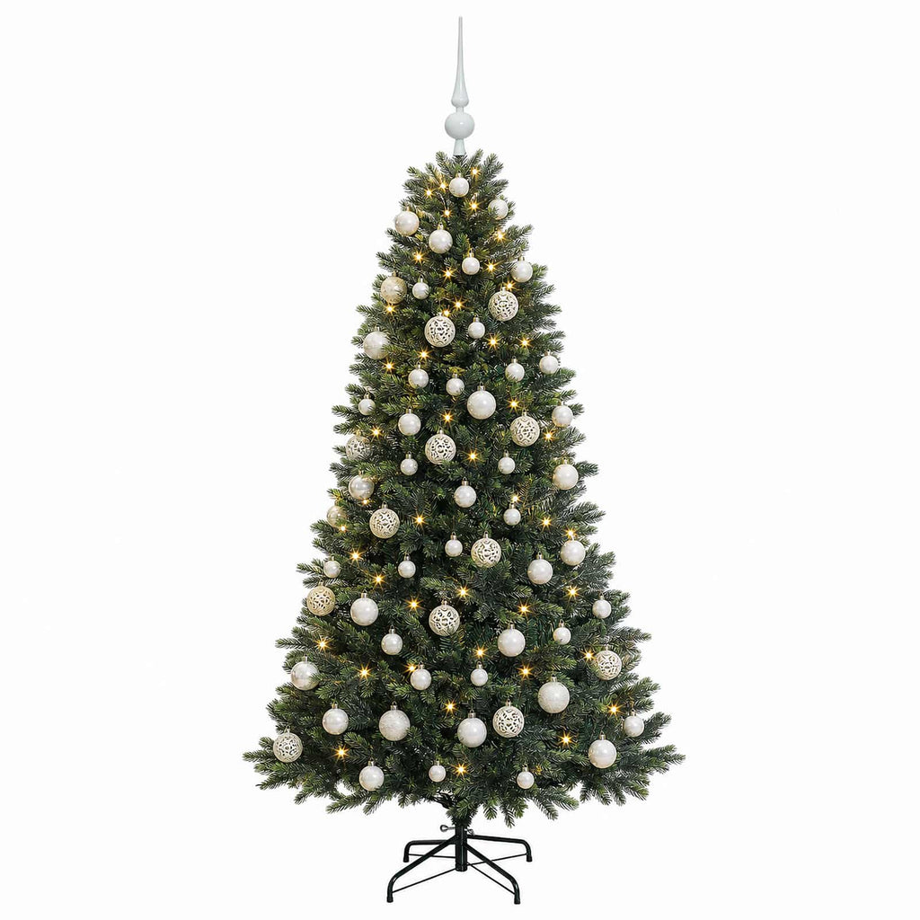 vidaXL Sztuczna choinka z bombkami 180 cm 300 LED Ciepła biel