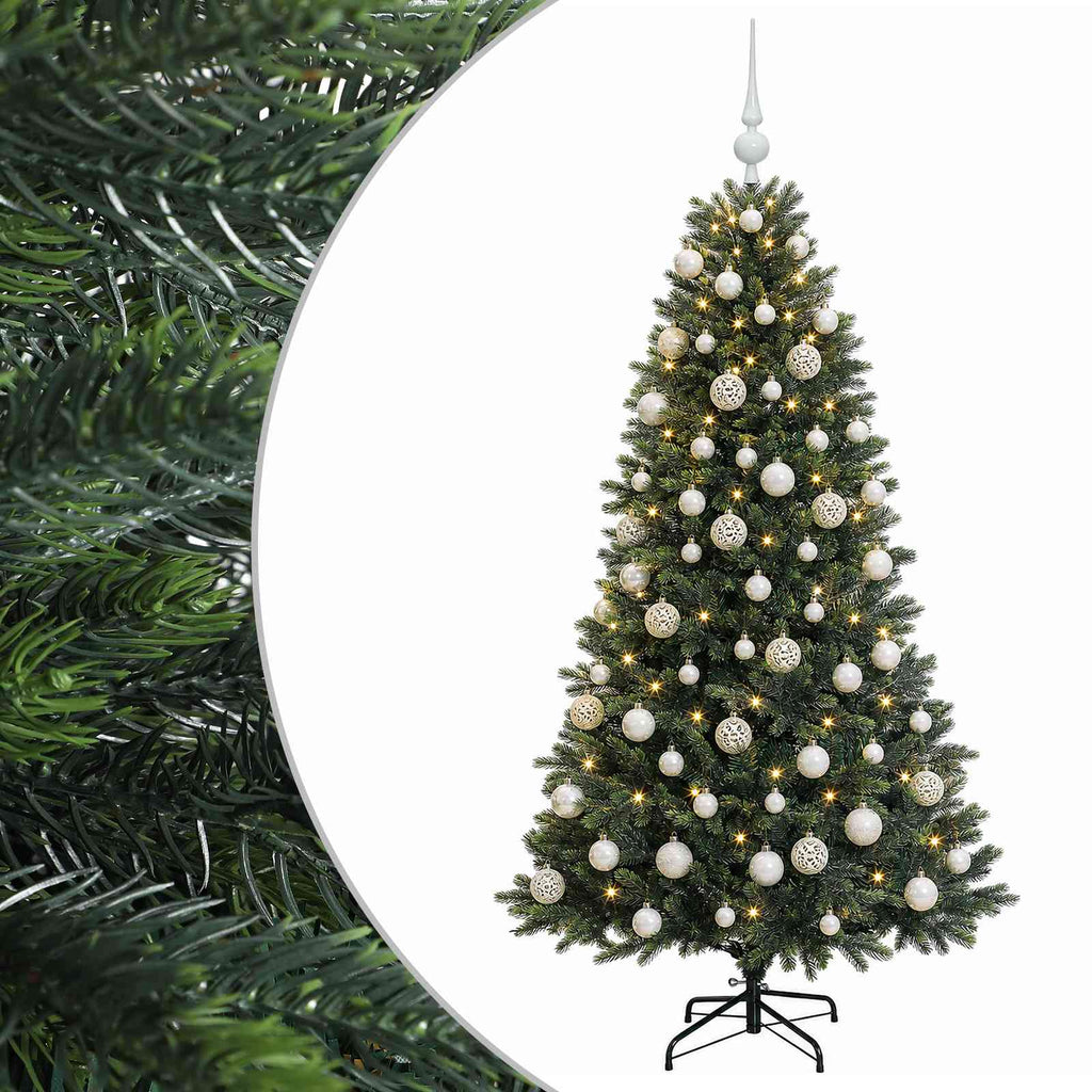 vidaXL Sztuczna choinka z bombkami 240 cm 300 LED Ciepła biel