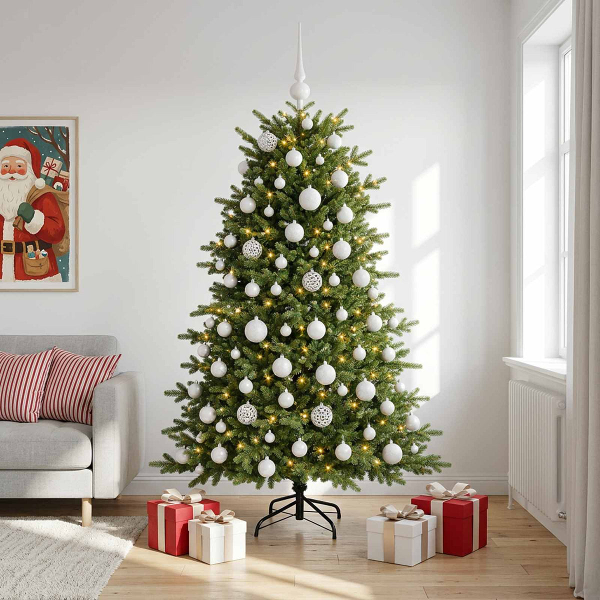 vidaXL Sztuczna choinka z bombką 180 cm 300 LED Ciepła biel