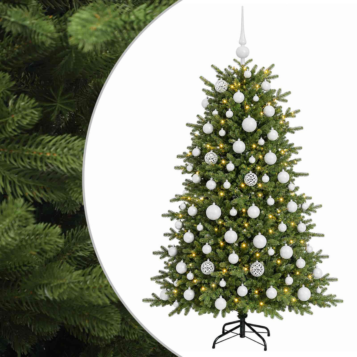 vidaXL Sztuczna choinka z bombką 180 cm 300 LED Ciepła biel
