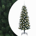 vidaXL Sztuczna choinka z bombkami 210 cm 300 LED Ciepła biel PE i PVC