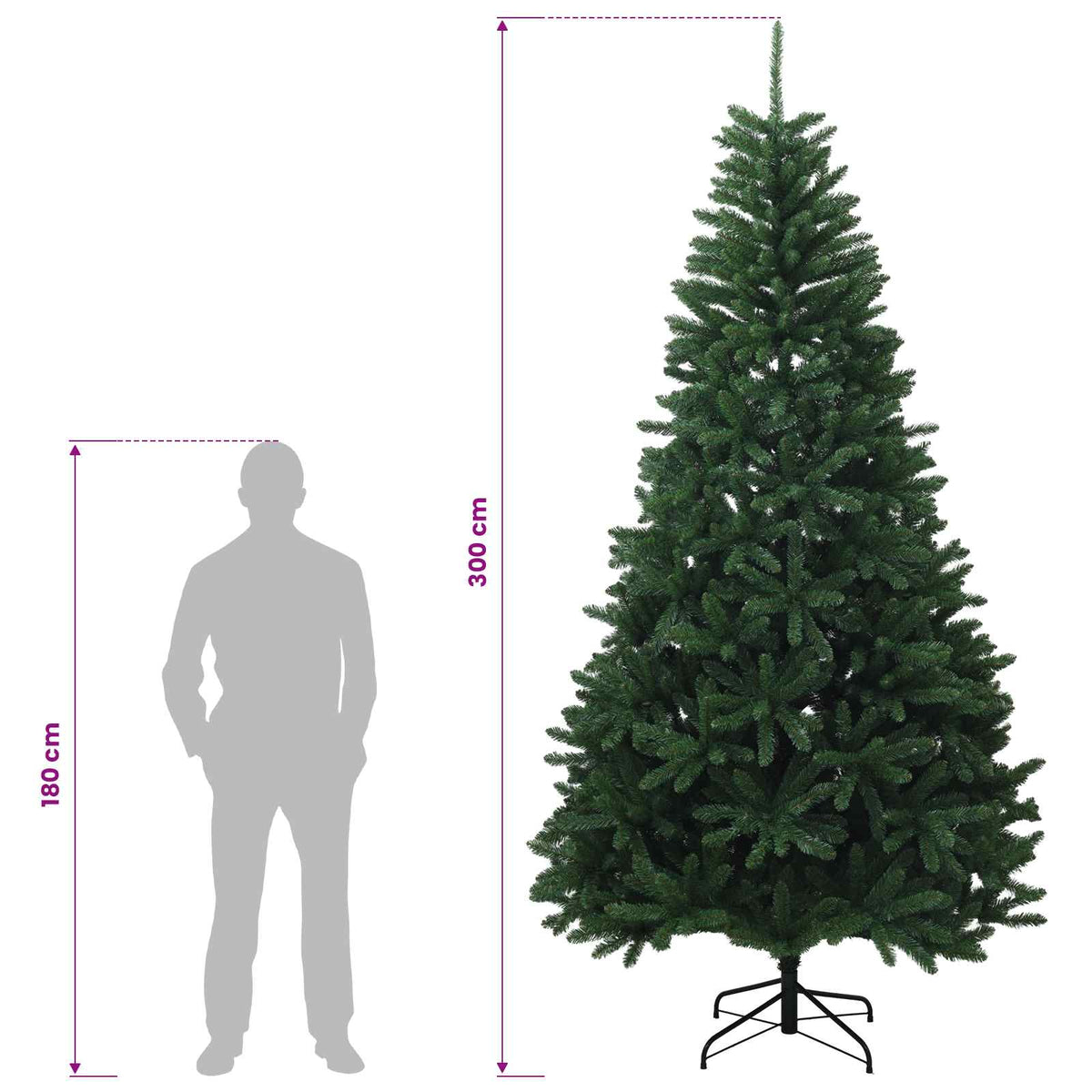 vidaXL Sztuczna choinka na zawiasach, średniozielona 300 cm 600 LED