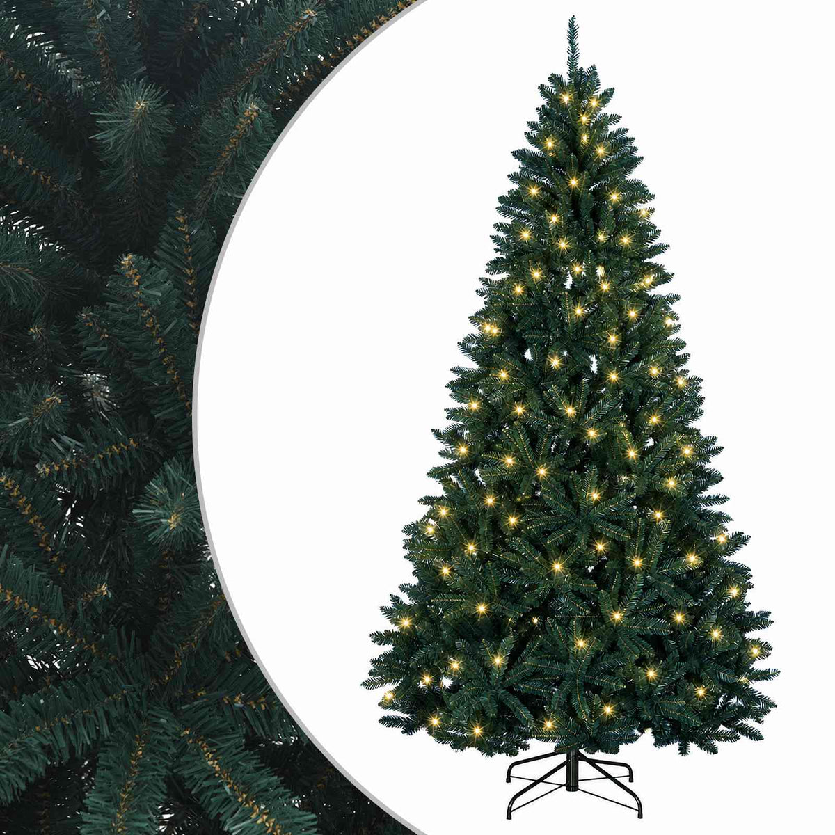 vidaXL Sztuczna choinka na zawiasach, ciemnozielona 300 cm 600 LED