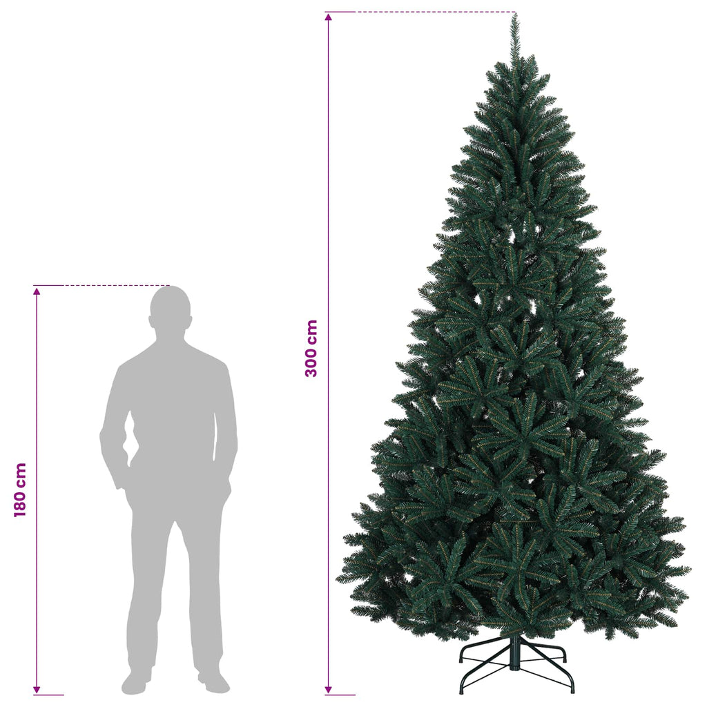 vidaXL Sztuczna choinka na zawiasach, ciemnozielona 300 cm 600 LED