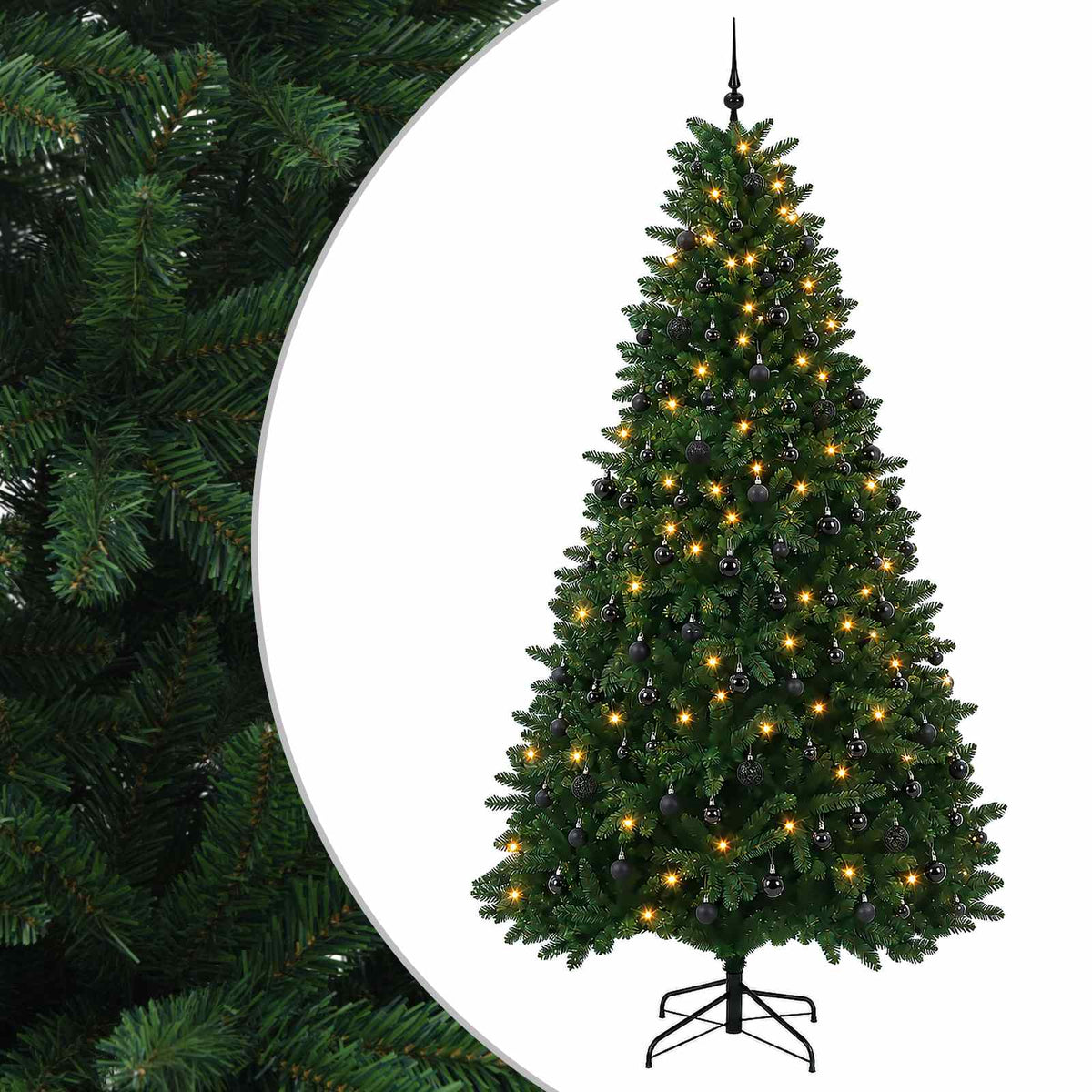 vidaXL Sztuczna choinka, średniozielona, z bombkami 270 cm 600 LED