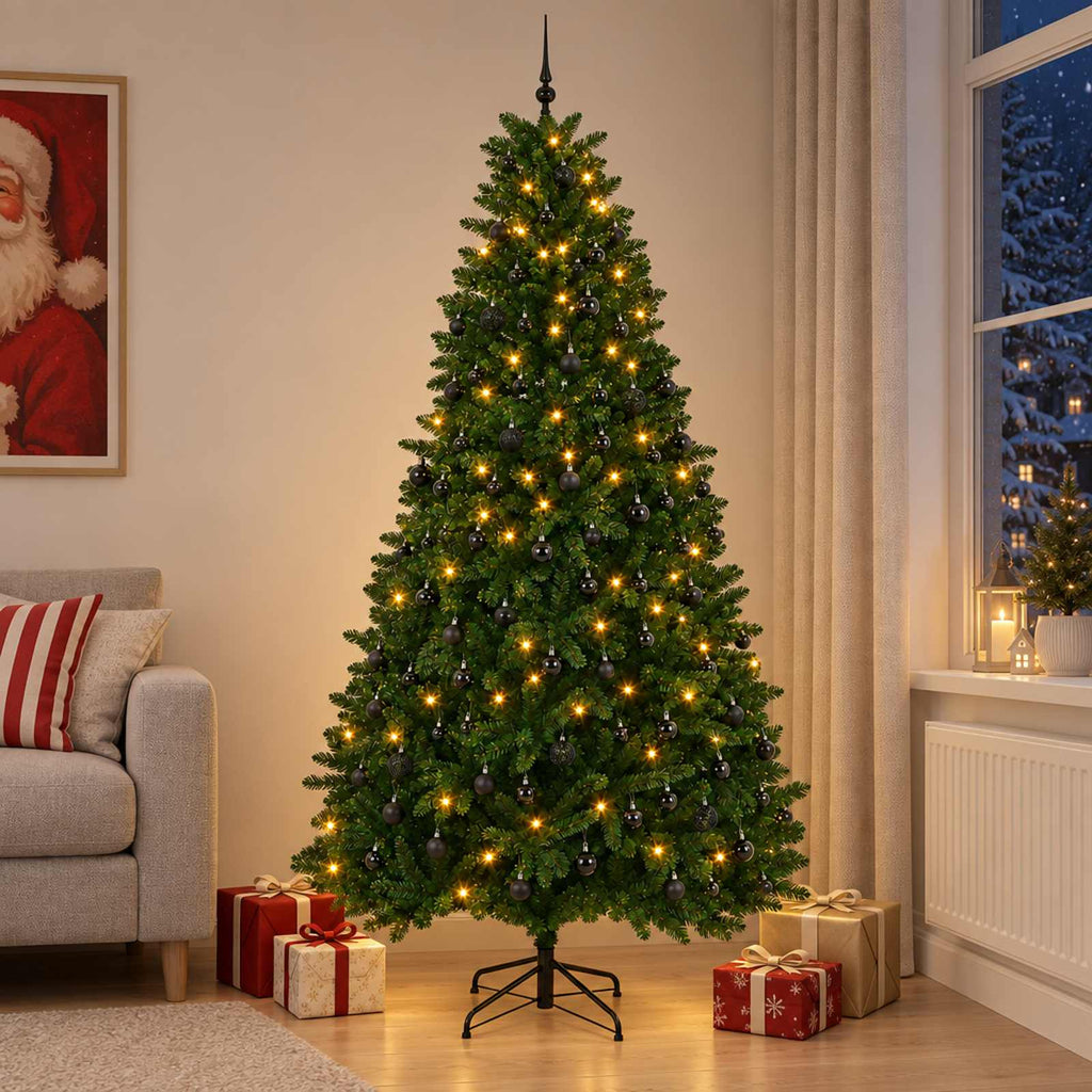 vidaXL Sztuczna choinka, średniozielona, z bombkami 300 cm 600 LED