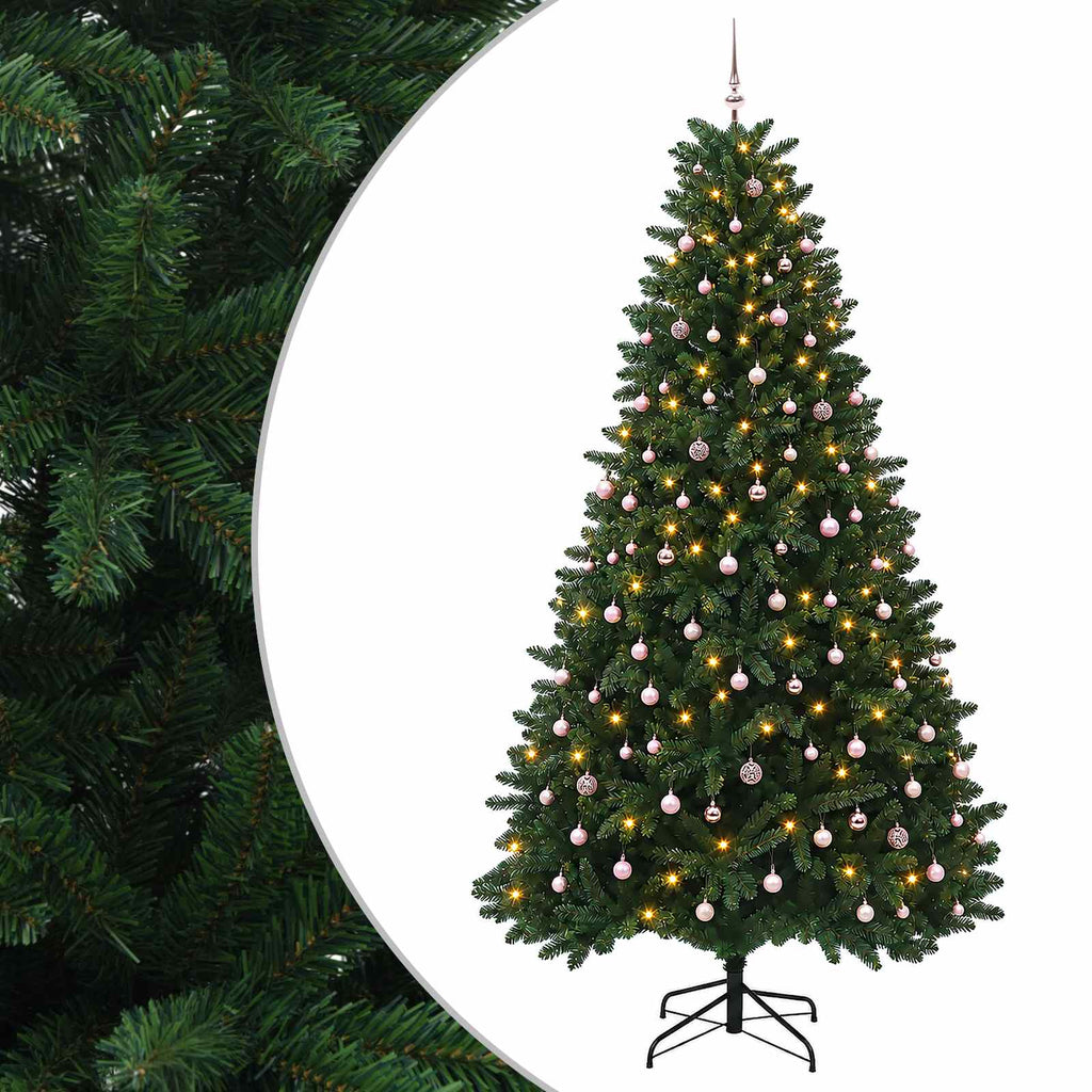 vidaXL Sztuczna choinka, średniozielona, z bombkami 300 cm 600 LED