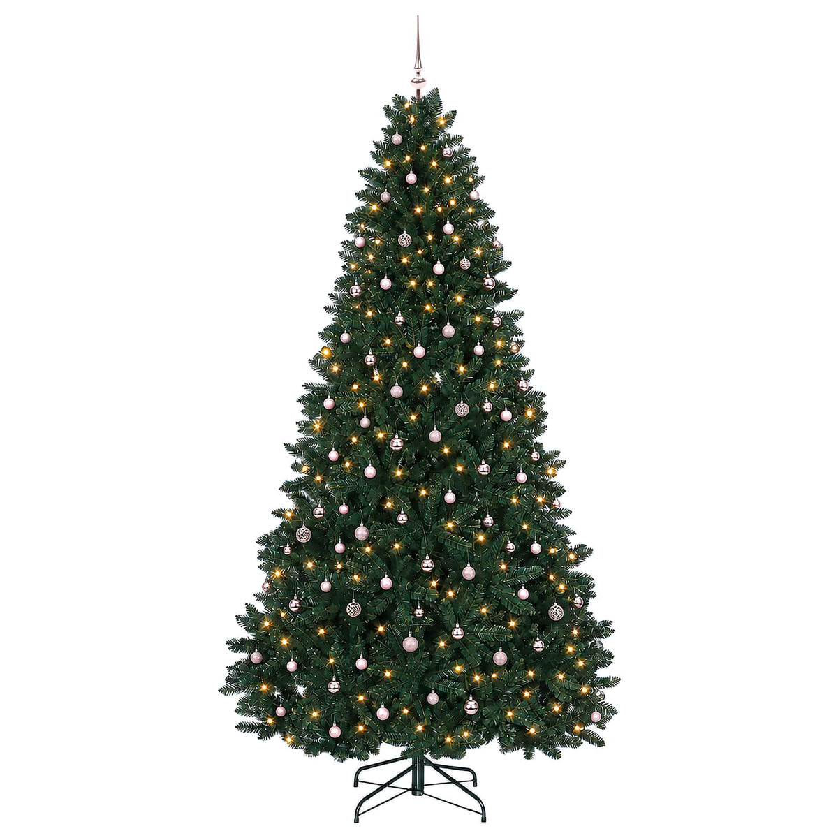vidaXL Sztuczna choinka ciemnozielona z bombkami 300 cm 600 LED