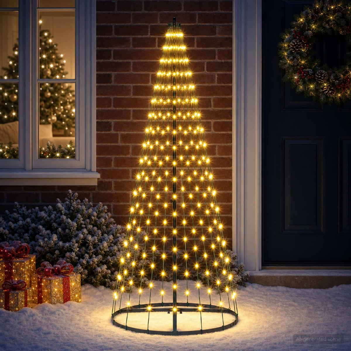 vidaXL Choinka świąteczna LED 165 cm 270 LED Ciepła biel Żelazo Czarny