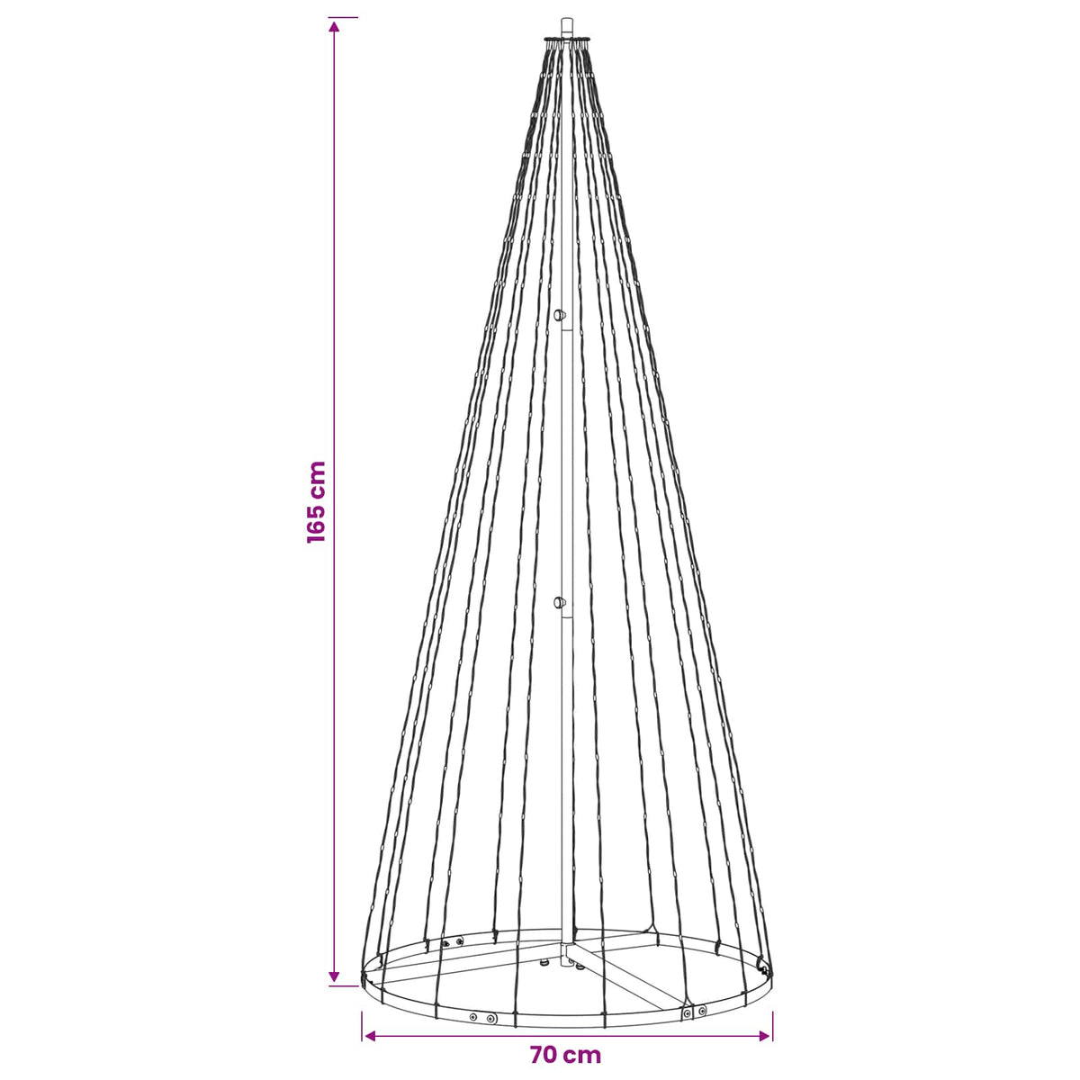 vidaXL Choinka świąteczna LED 165 cm 270 LED Ciepła biel Żelazo Czarny