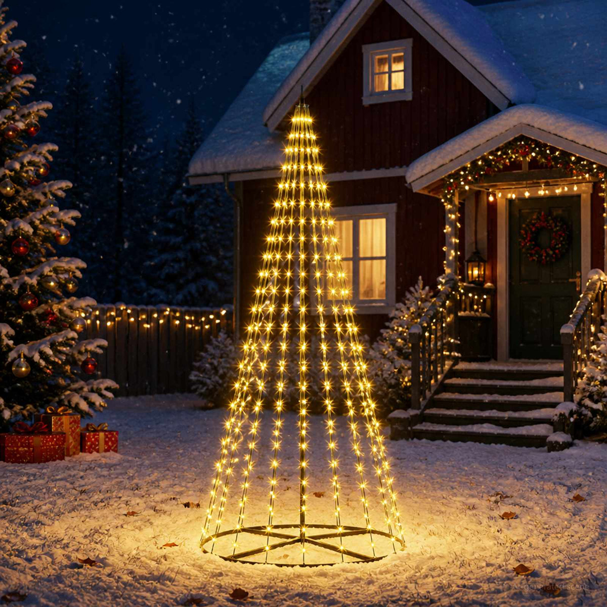 vidaXL Choinka świąteczna LED 235 cm 500 LED Ciepła biel Żelazo Czarny