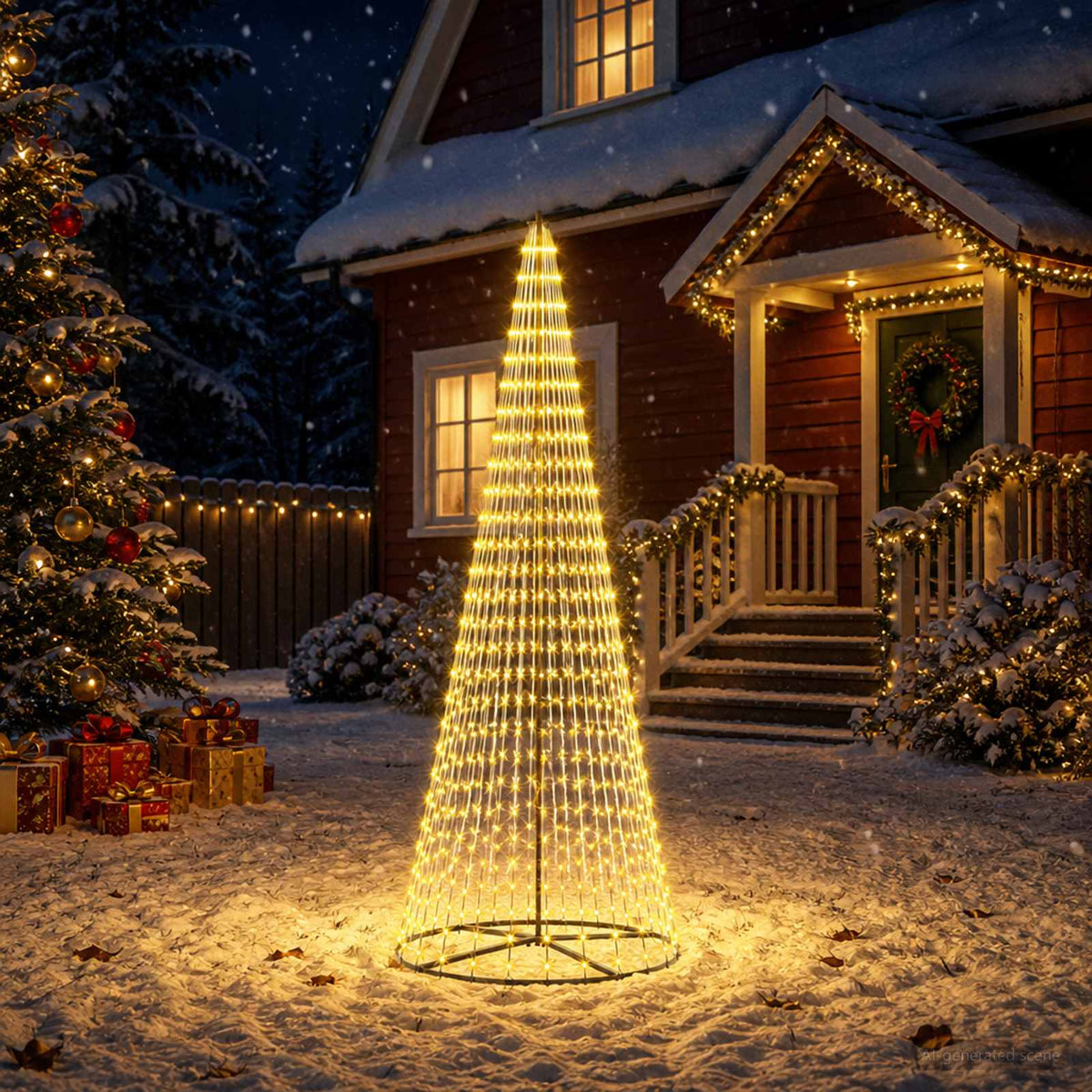 vidaXL Choinka świąteczna LED 285 cm 744 LED Ciepła biel Żelazo Czarny