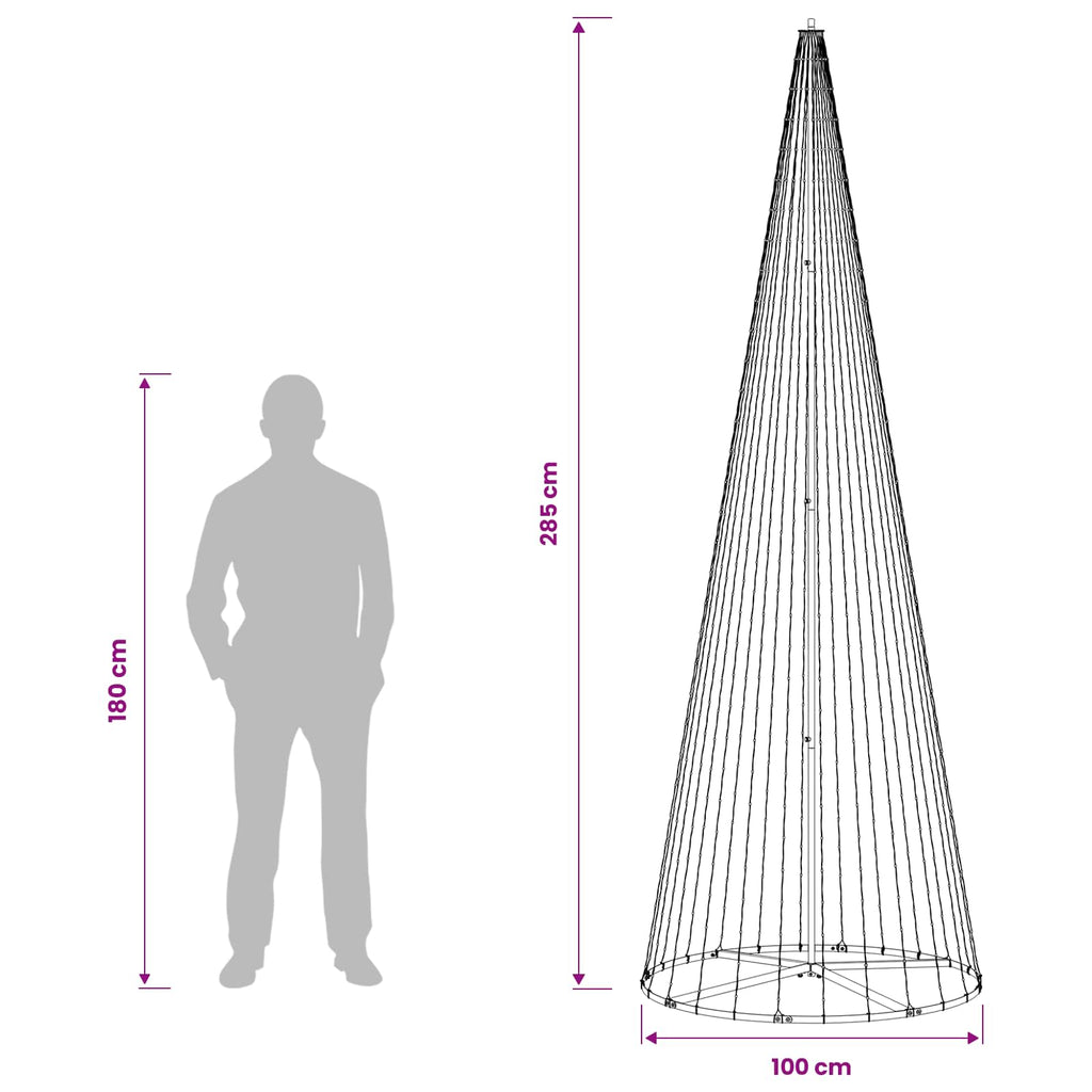 vidaXL Choinka świąteczna LED 285 cm 744 LED Ciepła biel Żelazo Czarny