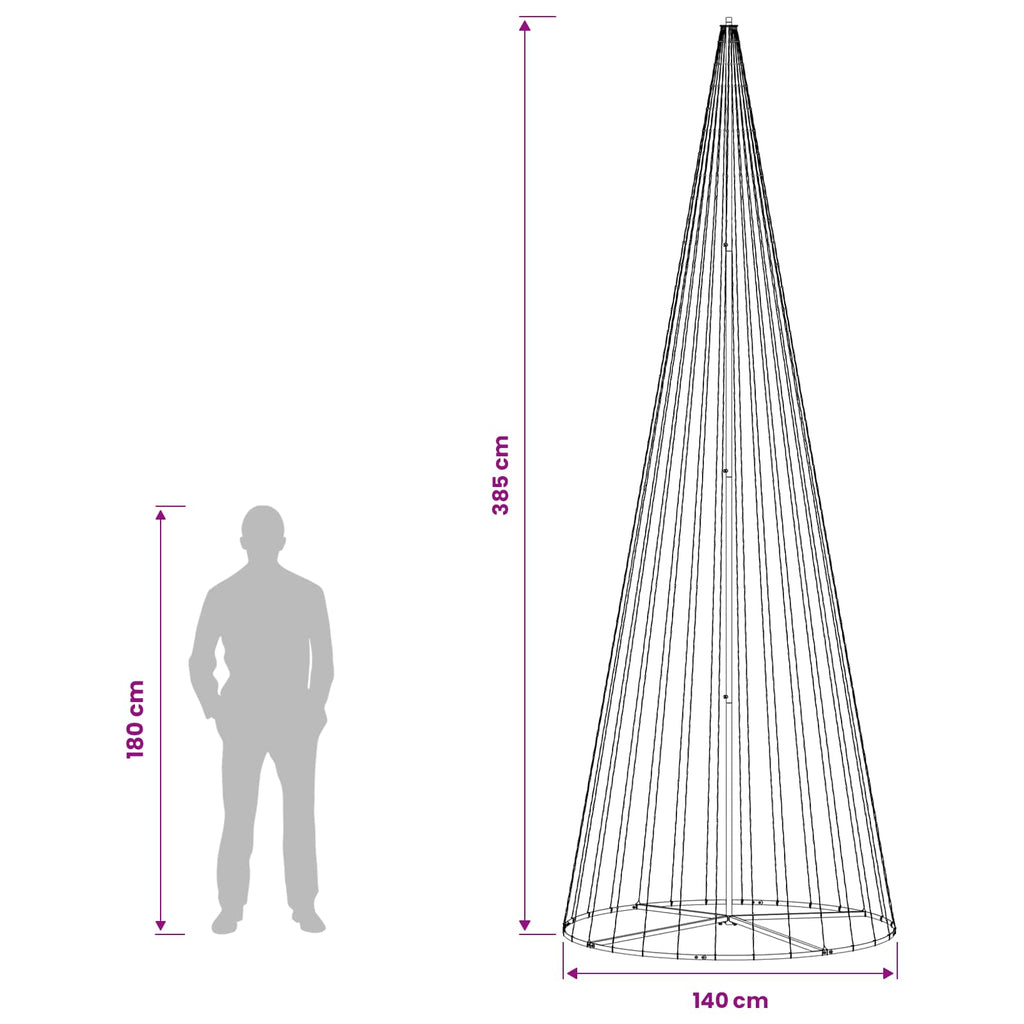 vidaXL Choinka świąteczna LED 385 cm 1148 LED Ciepła biel Żelazo
