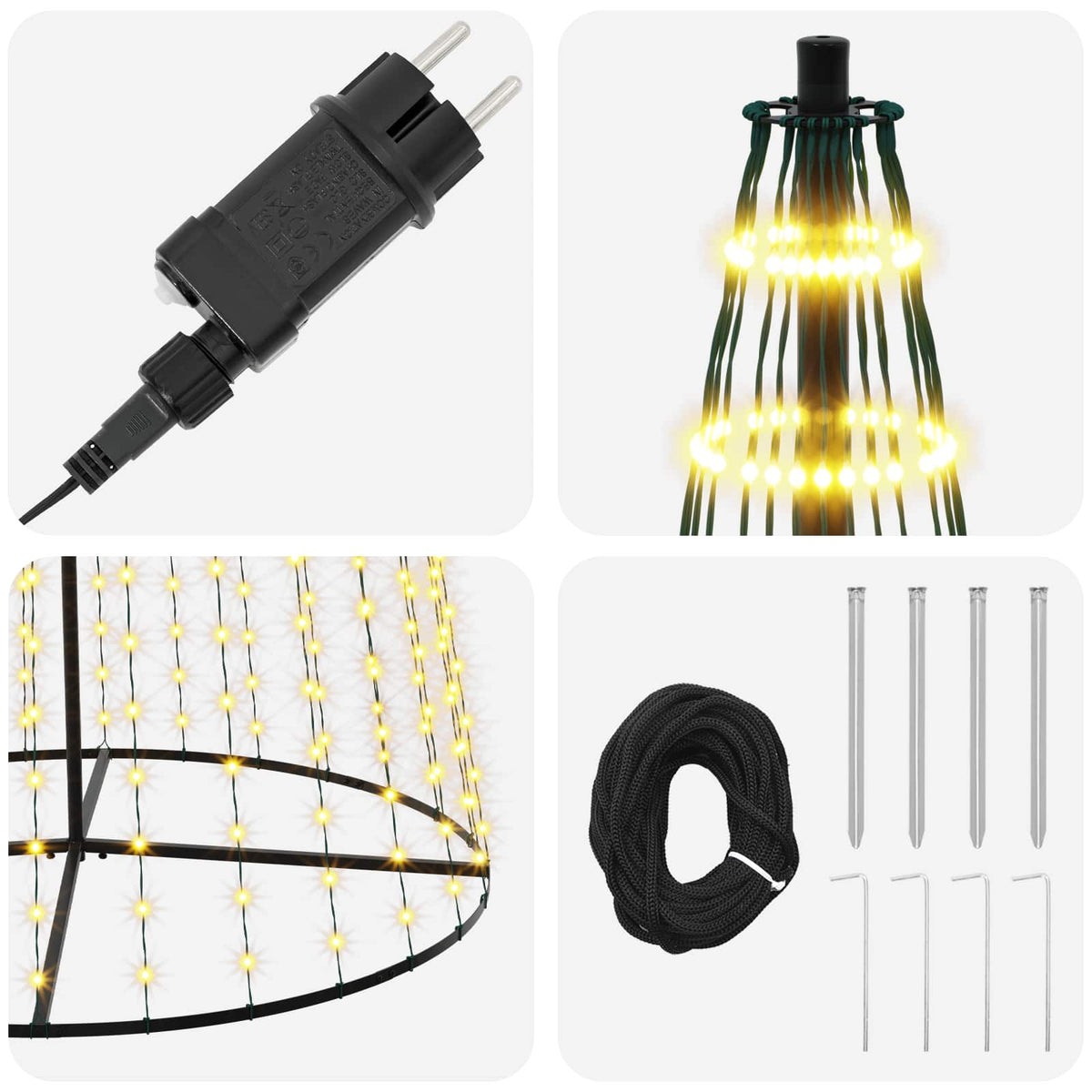 vidaXL Choinka świąteczna LED 485 cm 1632 LED Ciepła biel Żelazo