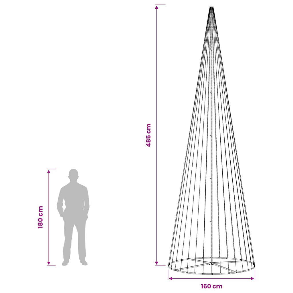 vidaXL Choinka świąteczna LED 485 cm 1632 LED Ciepła biel Żelazo
