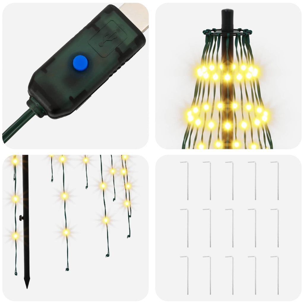 vidaXL Choinka świąteczna LED 165 cm 270 LED Ciepła biel Żelazo Czarny