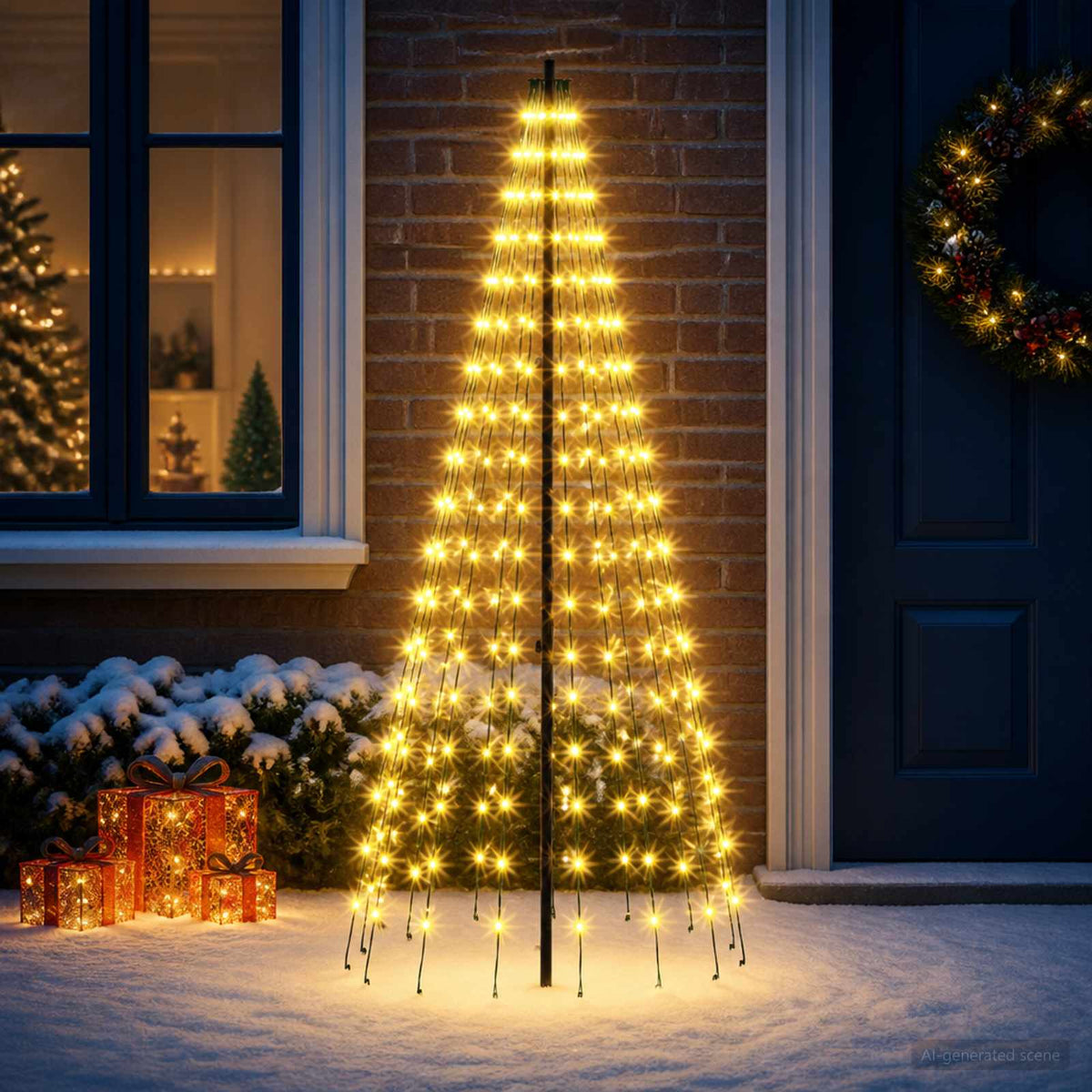 vidaXL Choinka świąteczna LED 165 cm 270 LED Ciepła biel Żelazo Czarny