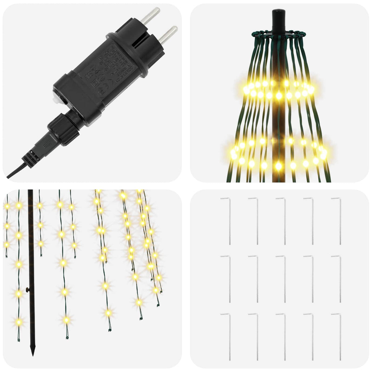 vidaXL Choinka świąteczna LED 235 cm 500 LED Ciepła biel Żelazo Czarny