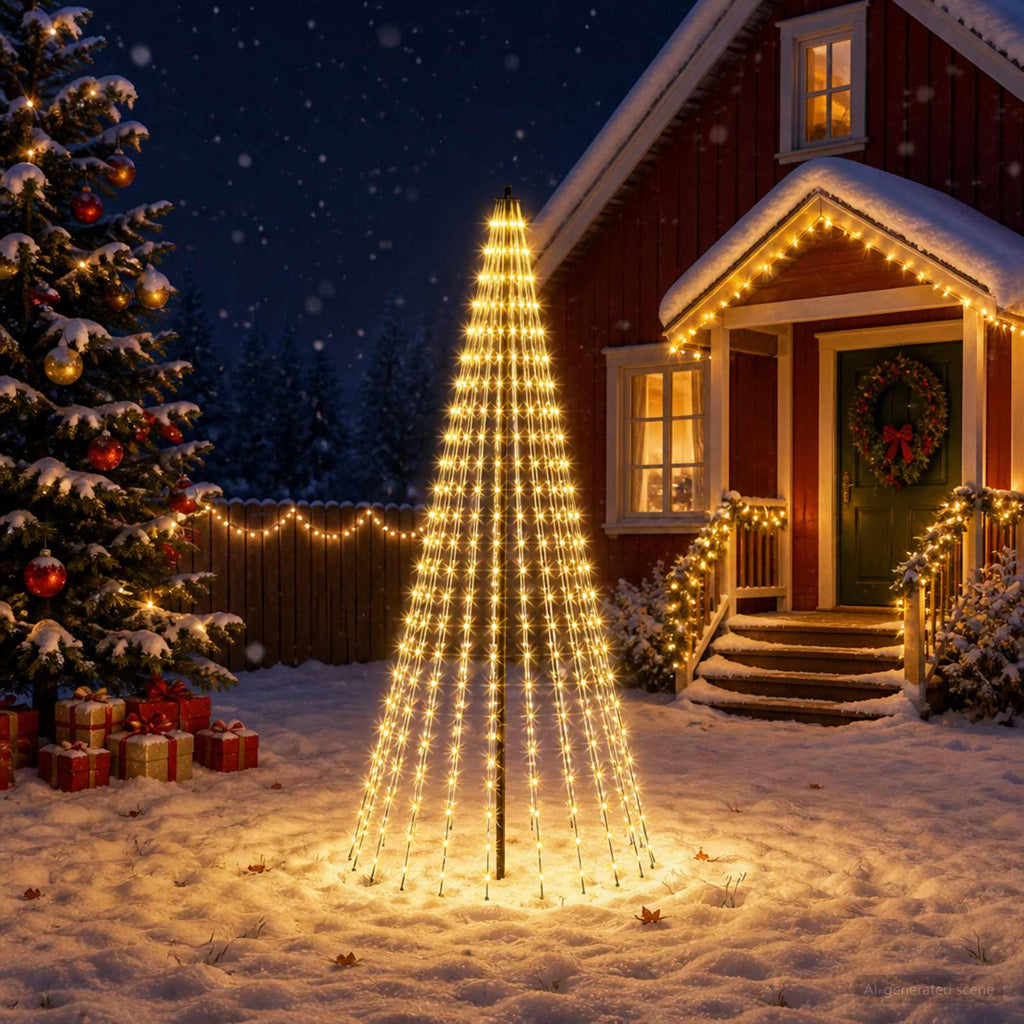 vidaXL Choinka świąteczna LED 235 cm 500 LED Ciepła biel Żelazo Czarny