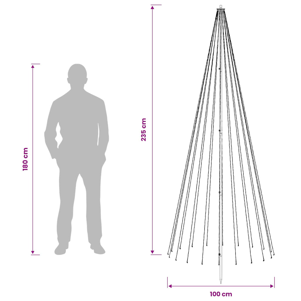 vidaXL Choinka świąteczna LED 235 cm 500 LED Ciepła biel Żelazo Czarny