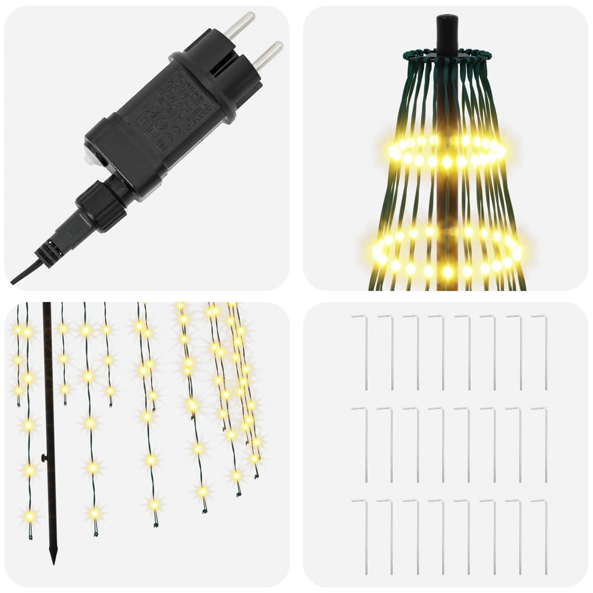 vidaXL Choinka świąteczna LED 285 cm 744 LED Ciepła biel Żelazo Czarny