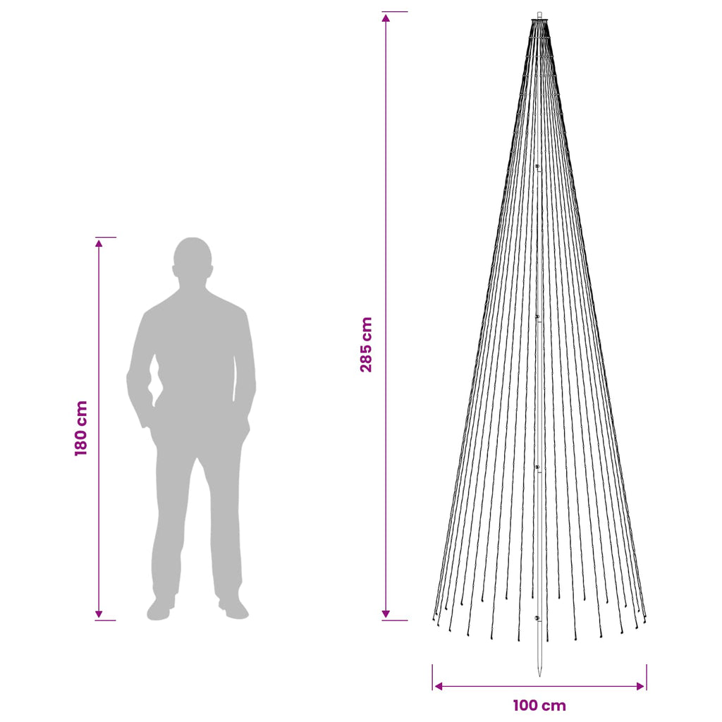vidaXL Choinka świąteczna LED 285 cm 744 LED Ciepła biel Żelazo Czarny