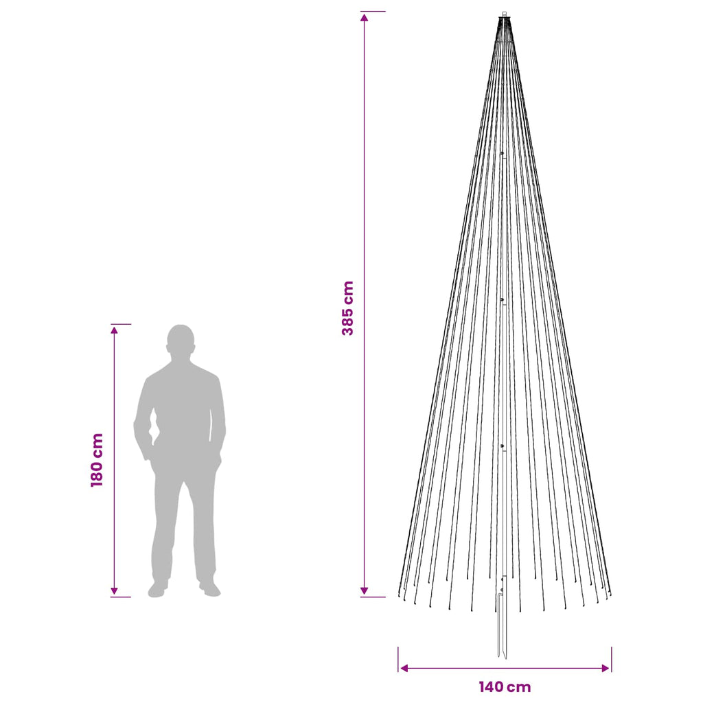 vidaXL Choinka świąteczna LED 385 cm 1148 LED Ciepła biel Żelazo
