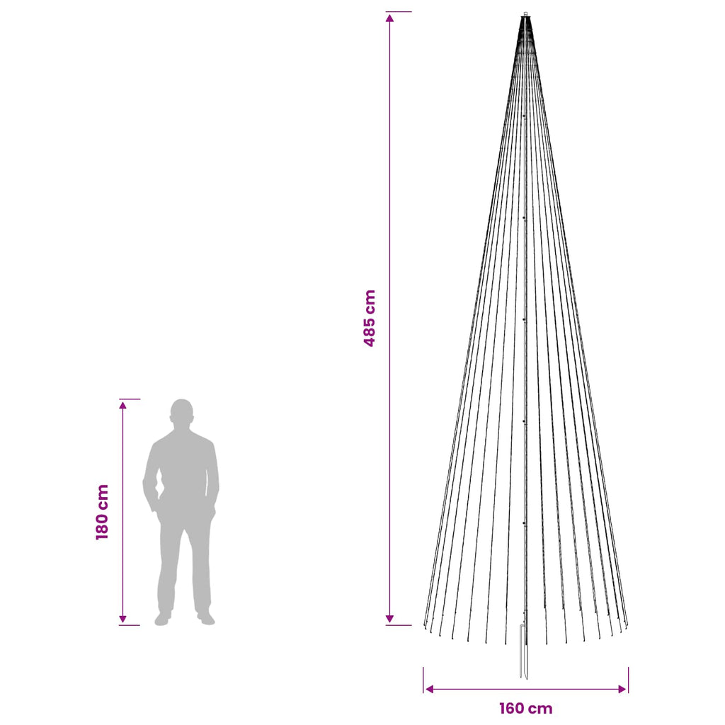 vidaXL Choinka świąteczna LED 485 cm 1632 LED Ciepła biel Żelazo