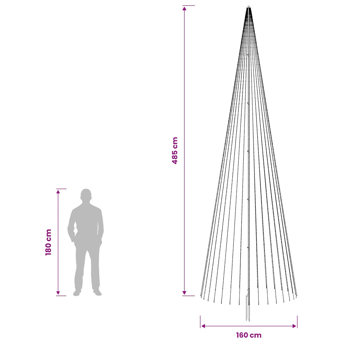 vidaXL Choinka świąteczna LED 485 cm 1632 LED Ciepła biel Żelazo