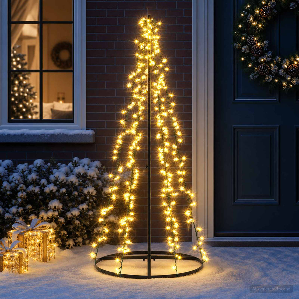 vidaXL Choinka świąteczna LED 165 cm 540 LED Ciepła biel Stal Czarny