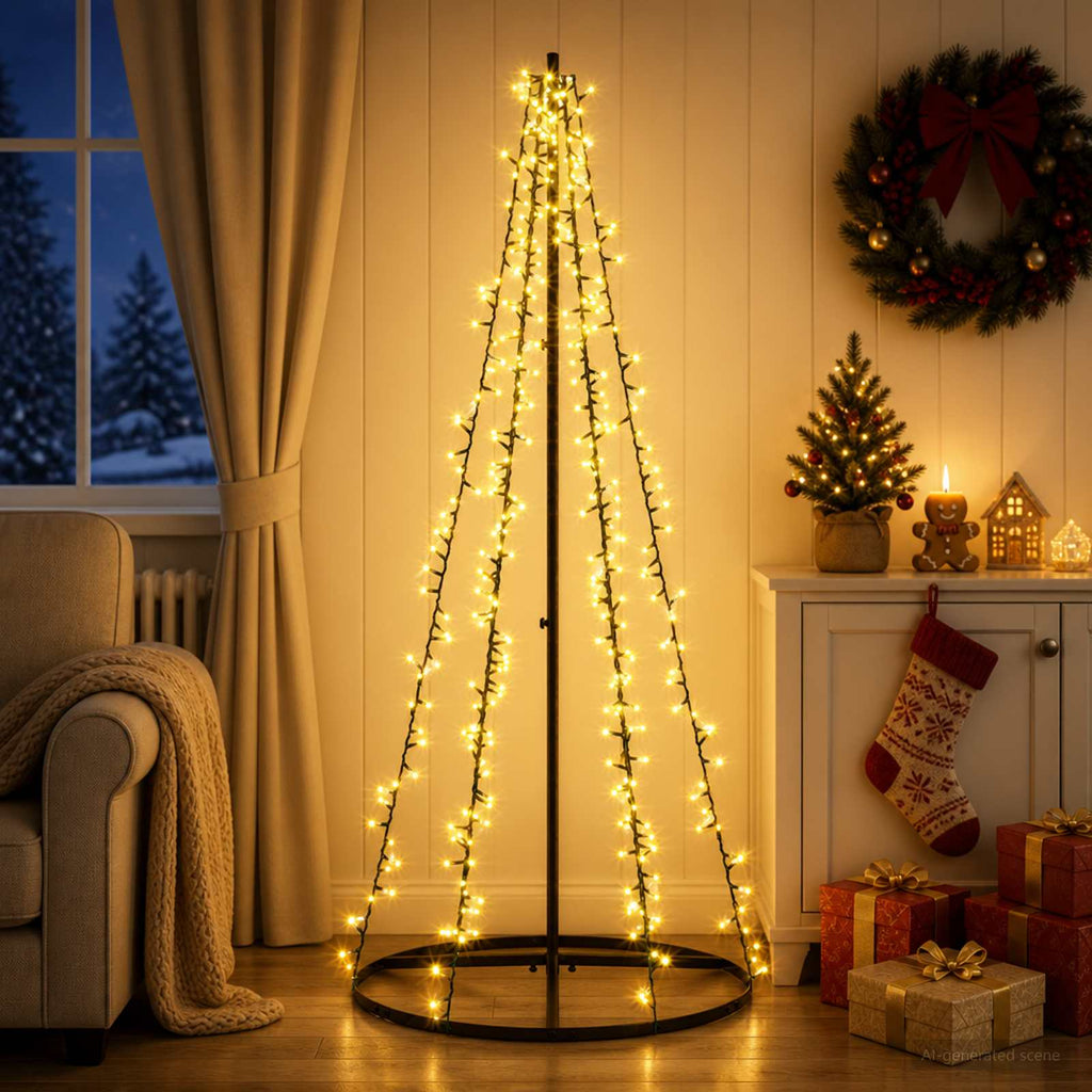 vidaXL Choinka świąteczna LED 165 cm 540 LED Ciepła biel Stal Czarny