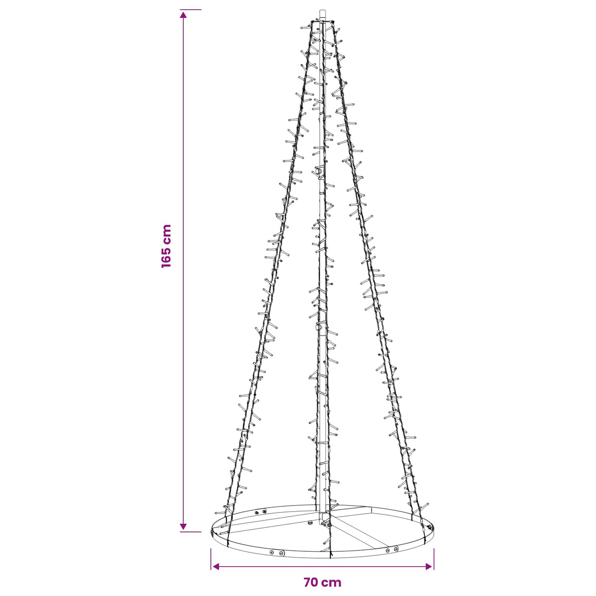 vidaXL Choinka świąteczna LED 165 cm 540 LED Ciepła biel Stal Czarny